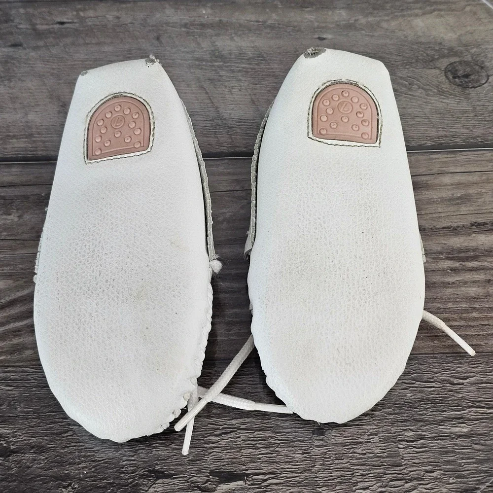Vintage Disney Pocahontas Moccasins White‎ Leather Fringe Shoes Toddler Girls  7